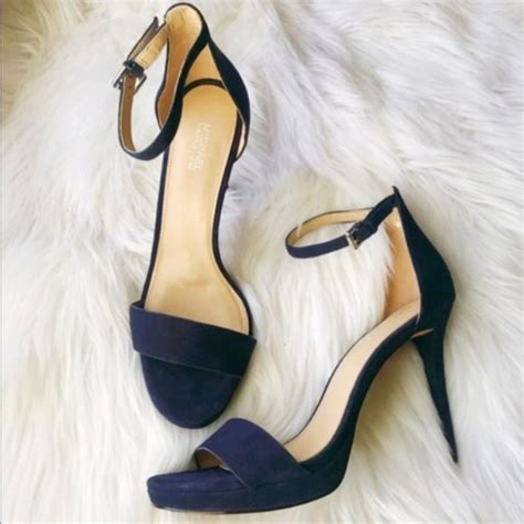 Michael Kors Hutton Suede Heels Navy Blue Stilettos Sandal 